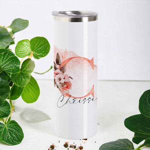 floraler Tumbler, Thermoflasche personalisiert mit Name