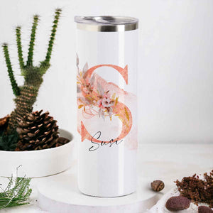 floraler Tumbler, Thermoflasche personalisiert mit Name
