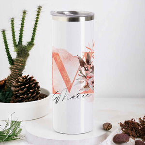 floraler Tumbler, Thermoflasche personalisiert mit Name