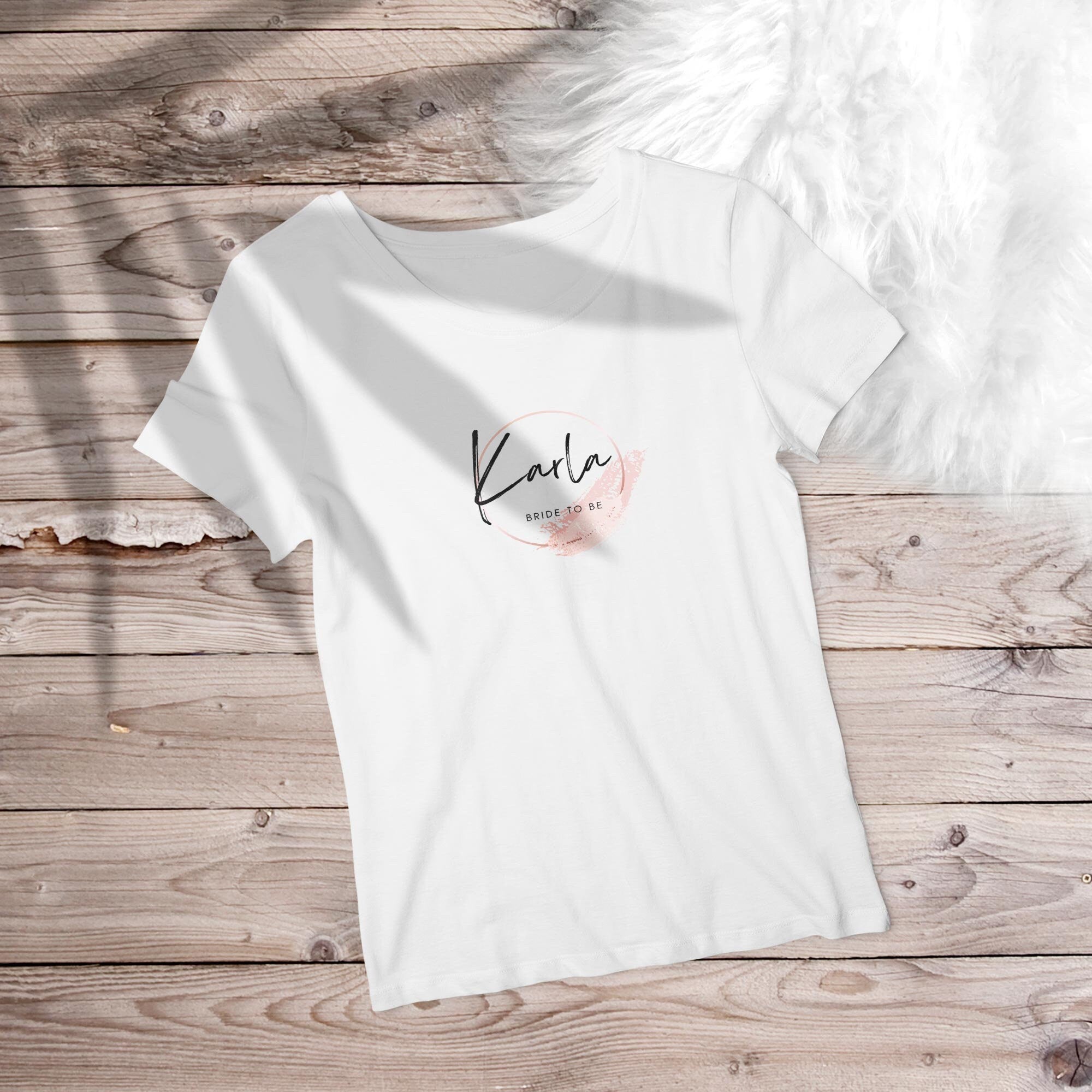 Braut Bride T-Shirt, personalisiert mit Namen