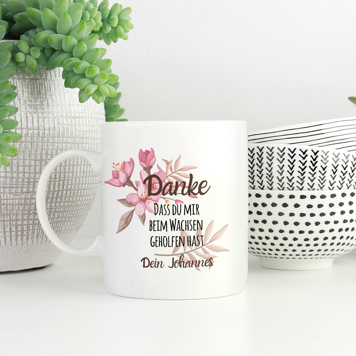 personalisierte Tasse mit Name Danke