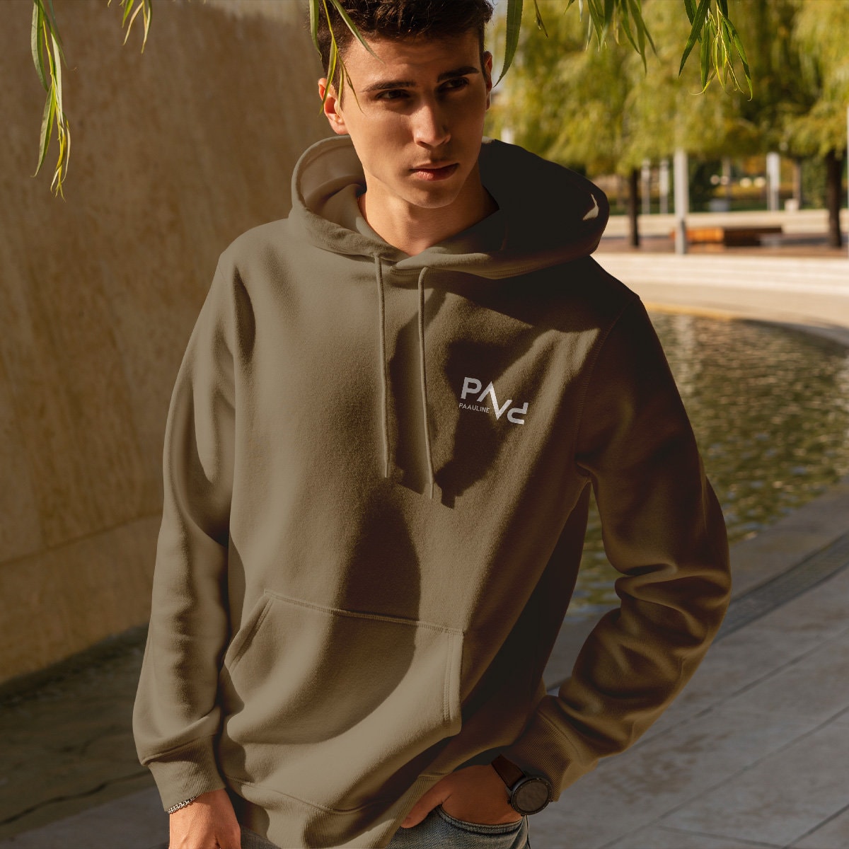 Papa Hoodie PAPV oliv, personalisiert mit Name