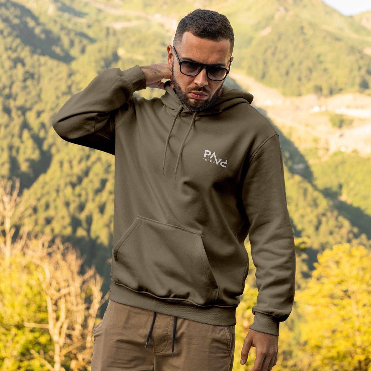 Papa Hoodie PAPV oliv, personalisiert mit Name