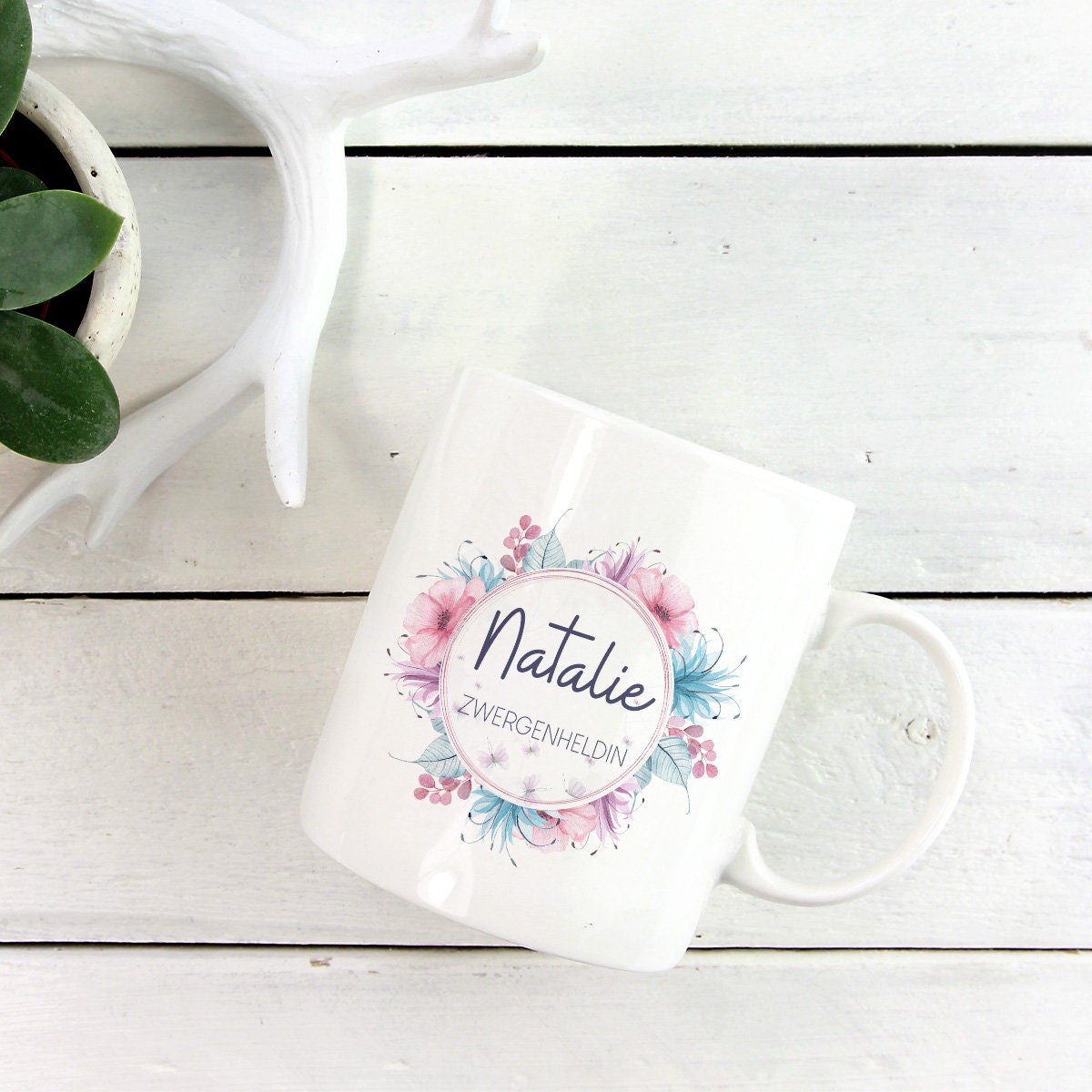 personalisierte Tasse mit Name Zwergenheldin