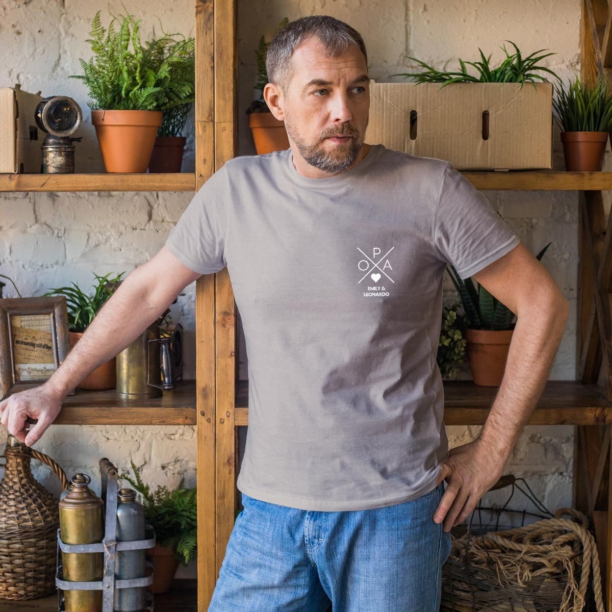 Opa Tshirt in rope/beige mit Name