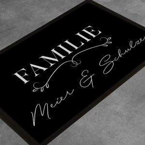 Personalisierte Fußmatte Familie mit Ranke und Name