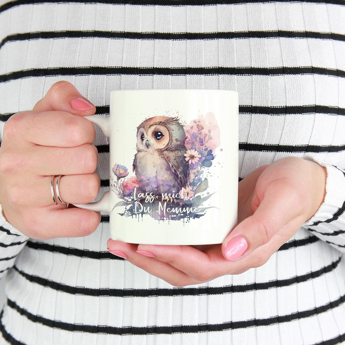 Tasse mit süßer Eule, Lass mich du Memme