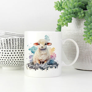 Hübsche Tasse mit Lamm und dem Wort "Unschuldslamm"