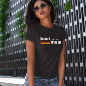 Best Mom T-Shirt retro black, personalisiert mit Jahreszahl