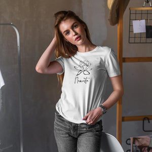 Yoga Shirt in weiß, Namaste, Lotus