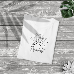 Yoga Shirt in weiß, Namaste, Lotus