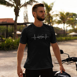 TShirt Campingliebe, mit Kardiogramm Aufdruck und Wohnmobil in der Mitte,Shirt in schwarz