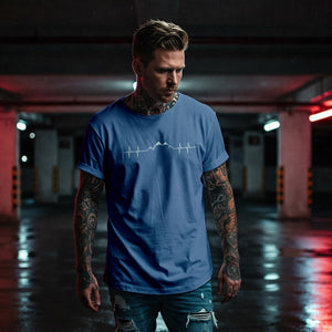 Oversized Shirt in blau mit Berg-Herzlinie