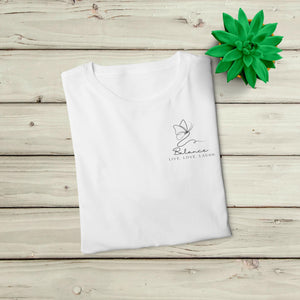 Yoga Shirt in weiß, Balance. Live. Love. Laugh.