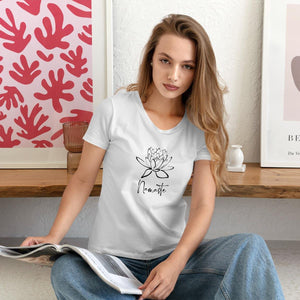 Yoga Shirt in weiß, Namaste, Lotus