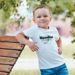 Tshirt Schulkind 2025 mit Wunschname im süßen Splash Design