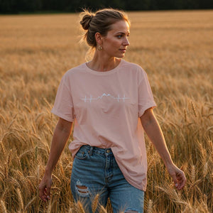 Oversized Shirt women in amber mit Berg-Herzlinie