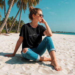 Oversized Shirt women in schwarz mit Berg-Herzlinie