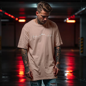 Oversized Shirt in amber mit Berg-Herzlinie