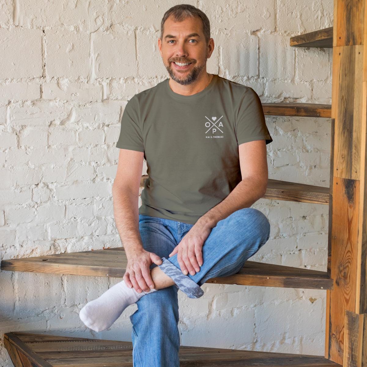 Opa T-Shirt X khaki, Opa Shirt personalisiert mit Namen