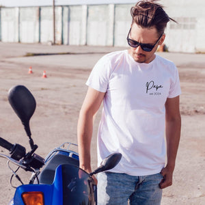 Papa TShirt 2025 weiß, Papa Shirt personalisiert mit Namen und Jahreszahl
