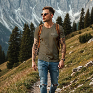 Papa T-Shirt Visby khaki, Papa Shirt personalisiert mit Namen