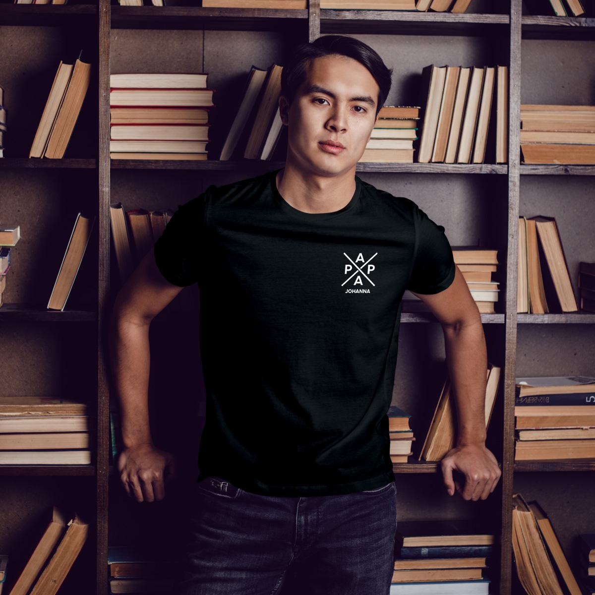 Papa T-Shirt X schwarz, personalisiert mit Namen