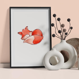 Poster Wandbild schlafender Fuchs