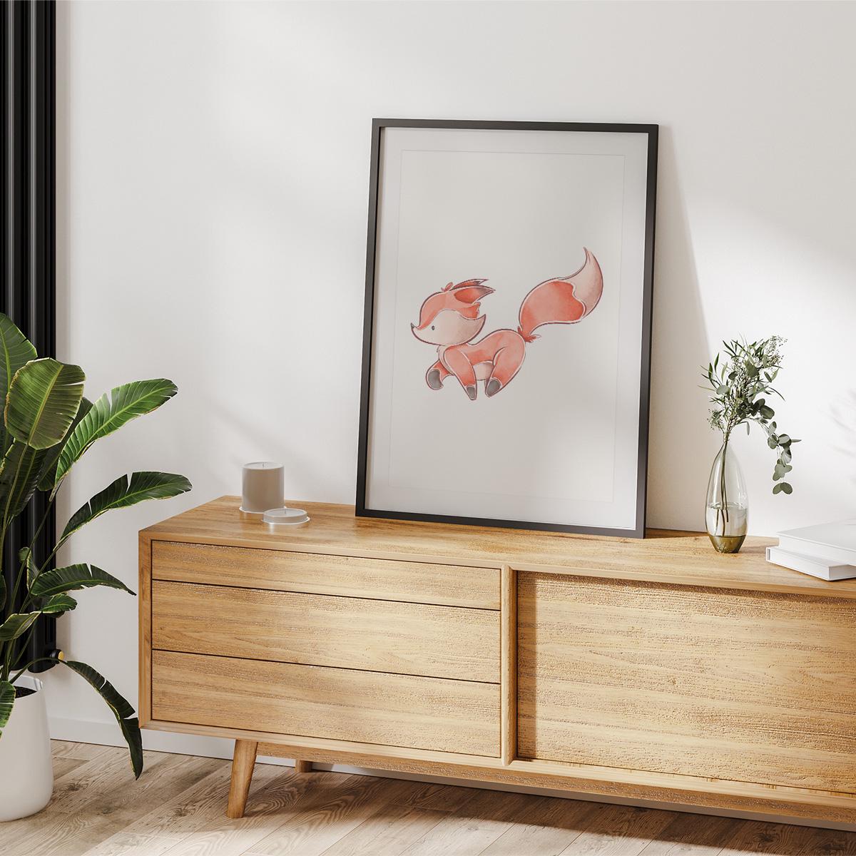 Poster Wandbild jagender Fuchs