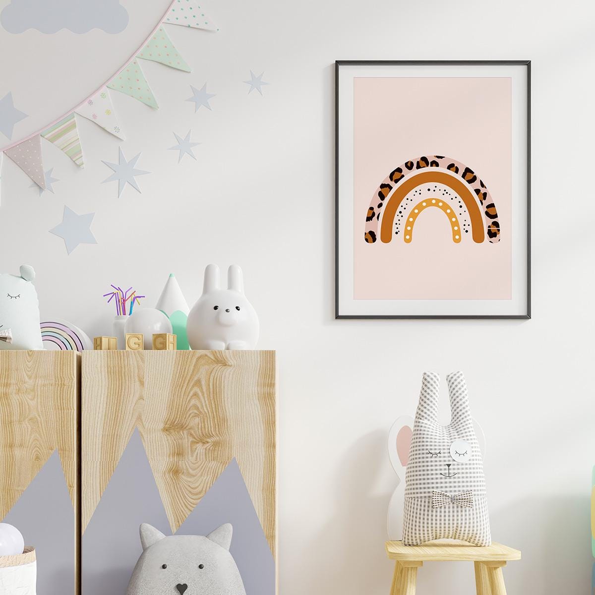 Poster Wandbild Regenbogen Leo beige