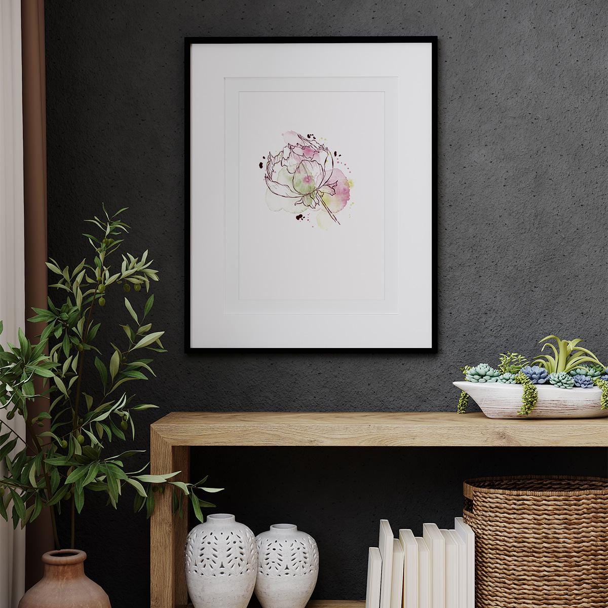 Poster Wandbild illustrierte Blume 1