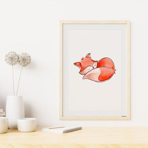 Poster Wandbild schlafender Fuchs