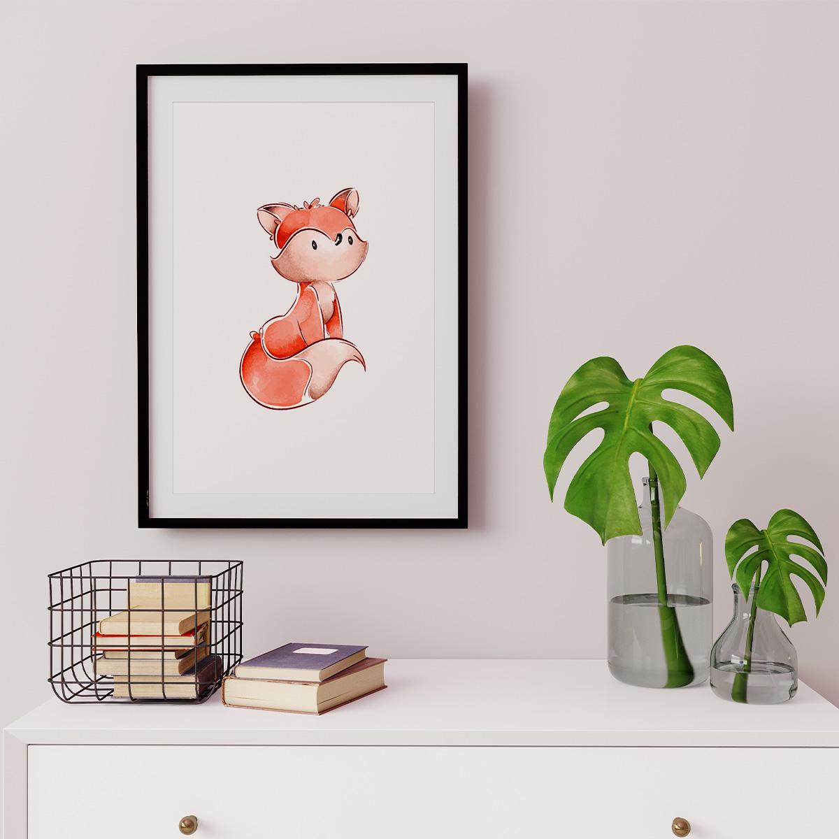Poster Wandbild wachender Fuchs