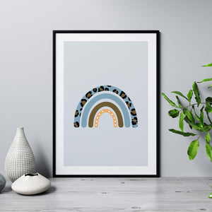 Poster Wandbild Regenbogen Leo blau