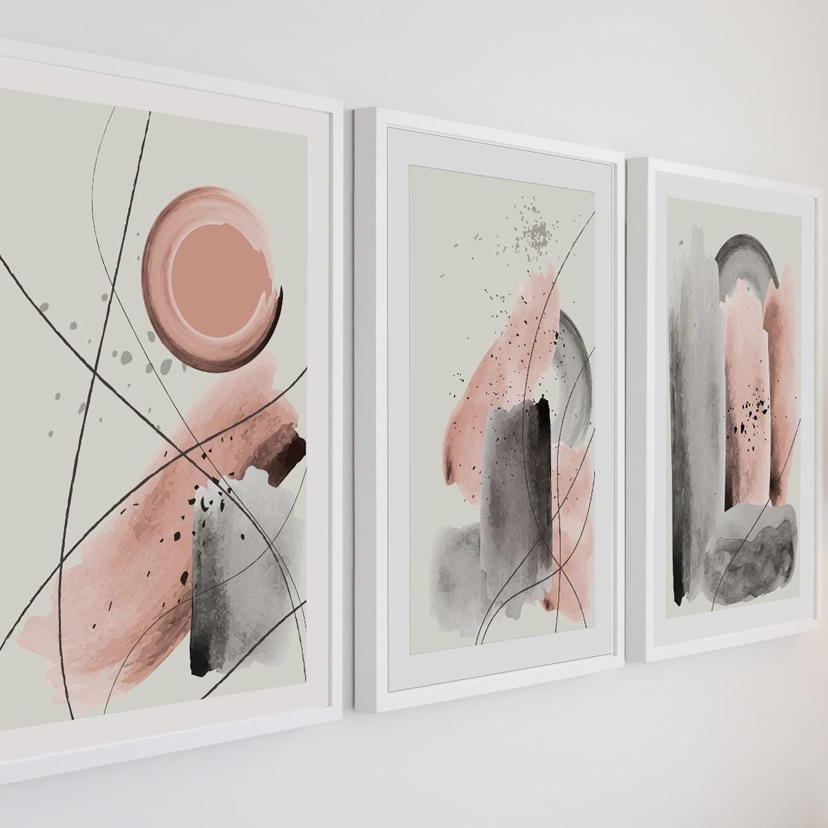 Poster Wandbild 3er Set abstrakt I