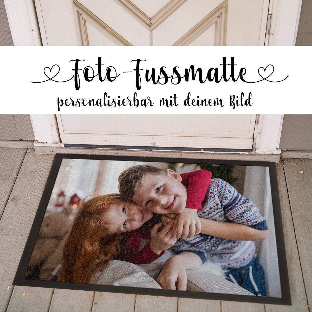 individuelle Fußmatte, Fußabstreicher mit deinem Foto personalisierbar, 60cm x 40cm, indoor/outdoor.