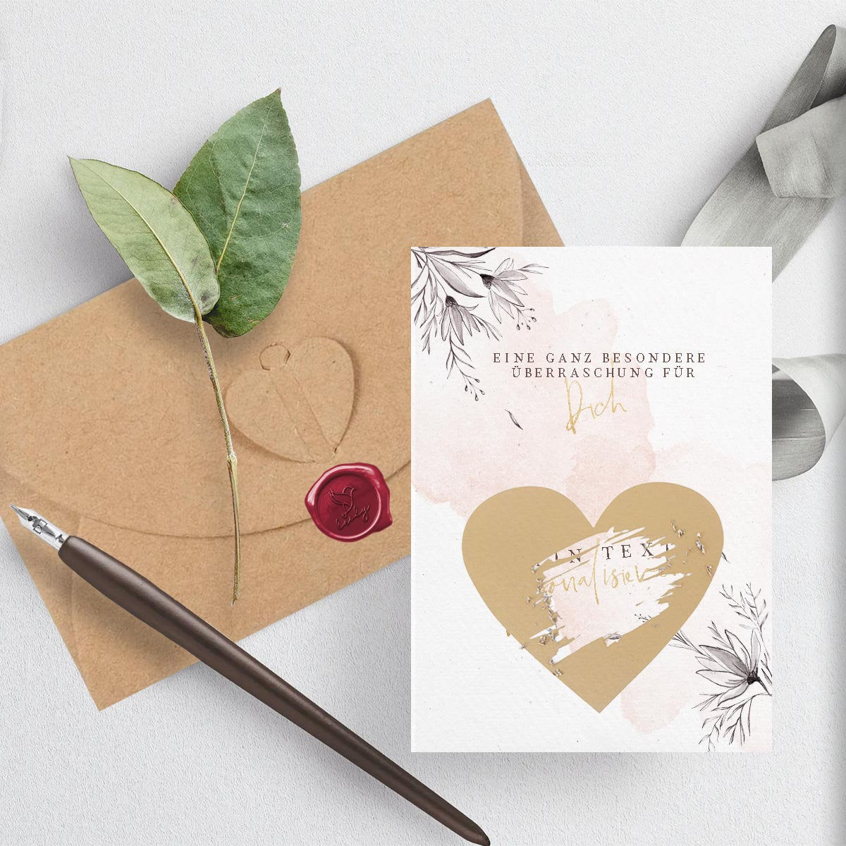 individuell bedruckte Überraschungskarte Rubbelkarte Glückwunschkarte Flower smart personalisierbar mit deinem Wunschtext