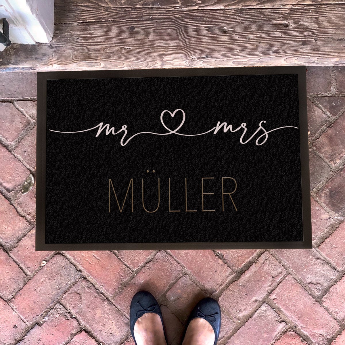 individuelle Fußmatte Familie "Mr & Mrs" Hochzeit, Heirat, personalisiert mit Familienname, Fußabstreicher, indoor/outdoor