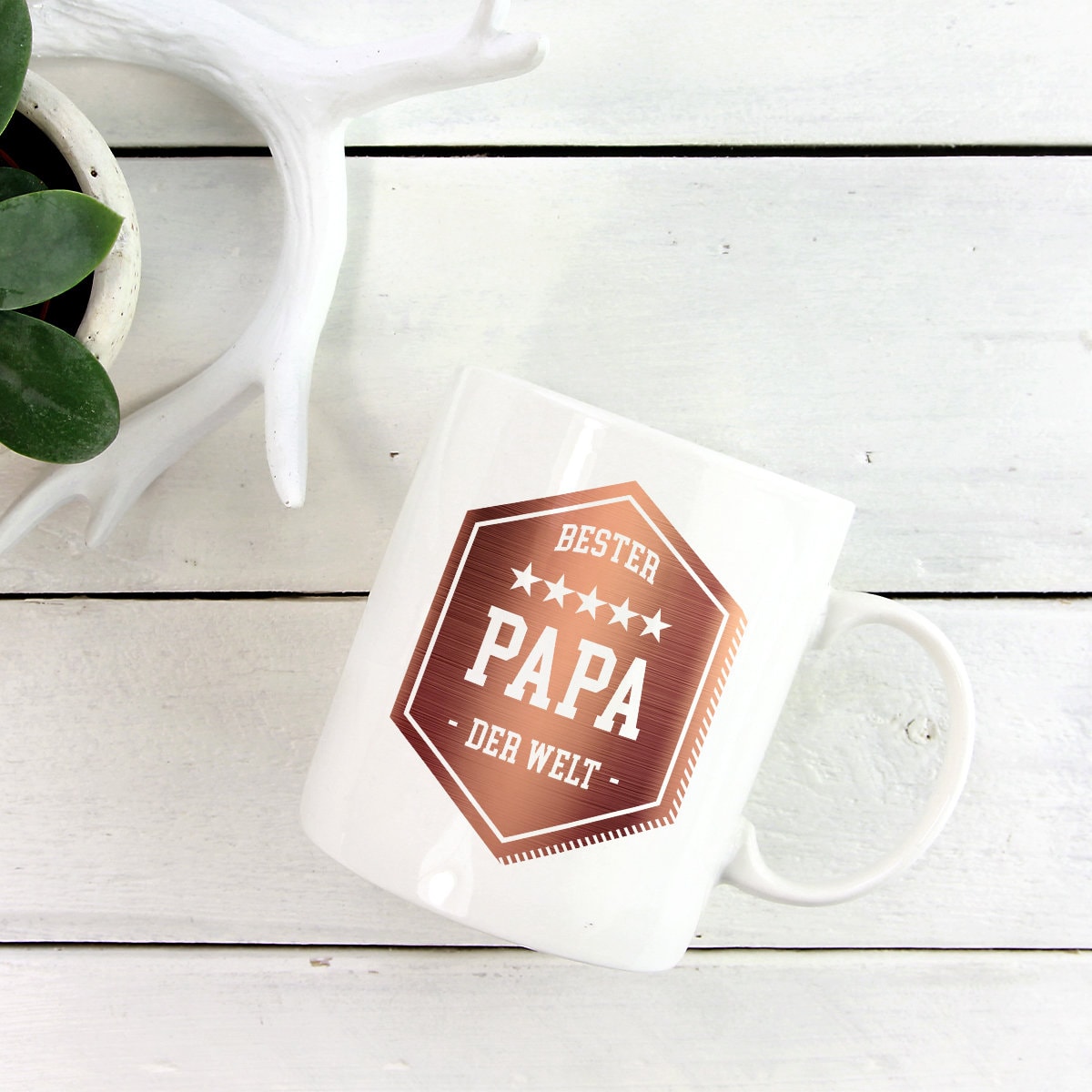 Bester Papa - Tasse Kaffeebecher Keramiktasse mit Papa-Aufdruck Geschenkidee Geburtstag Vatertag, spülmaschinenfest, 11oz