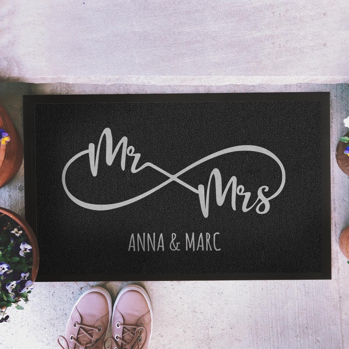 personalisierte Fußmatte MR & MRS mit Familienname oder Vornamen