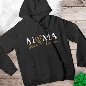 Mama Hoody Herz schwarz personalisiert mit Namen