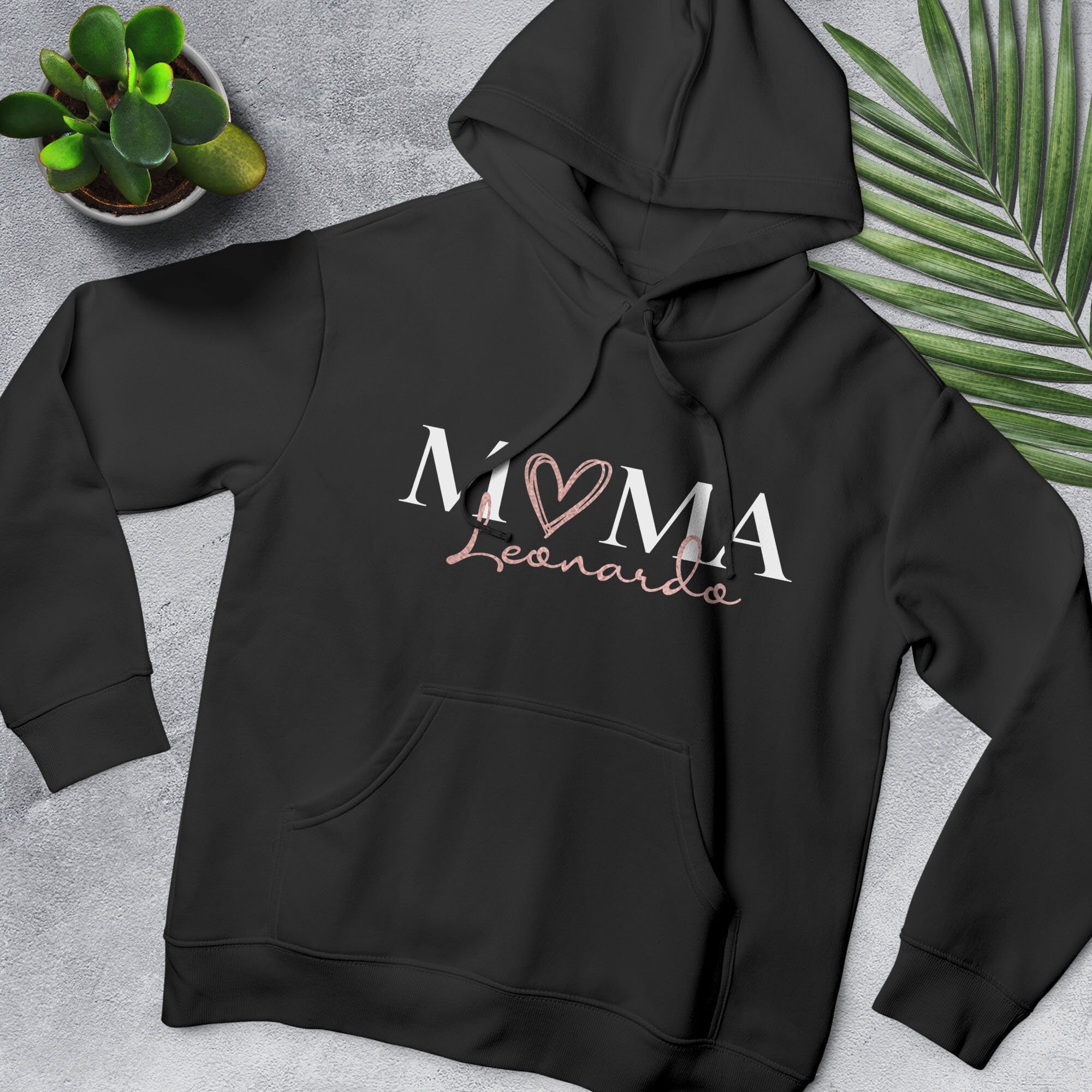 Mama Hoody Herz schwarz personalisiert mit Namen