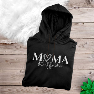 Mama Hoody Herz schwarz personalisiert mit Namen