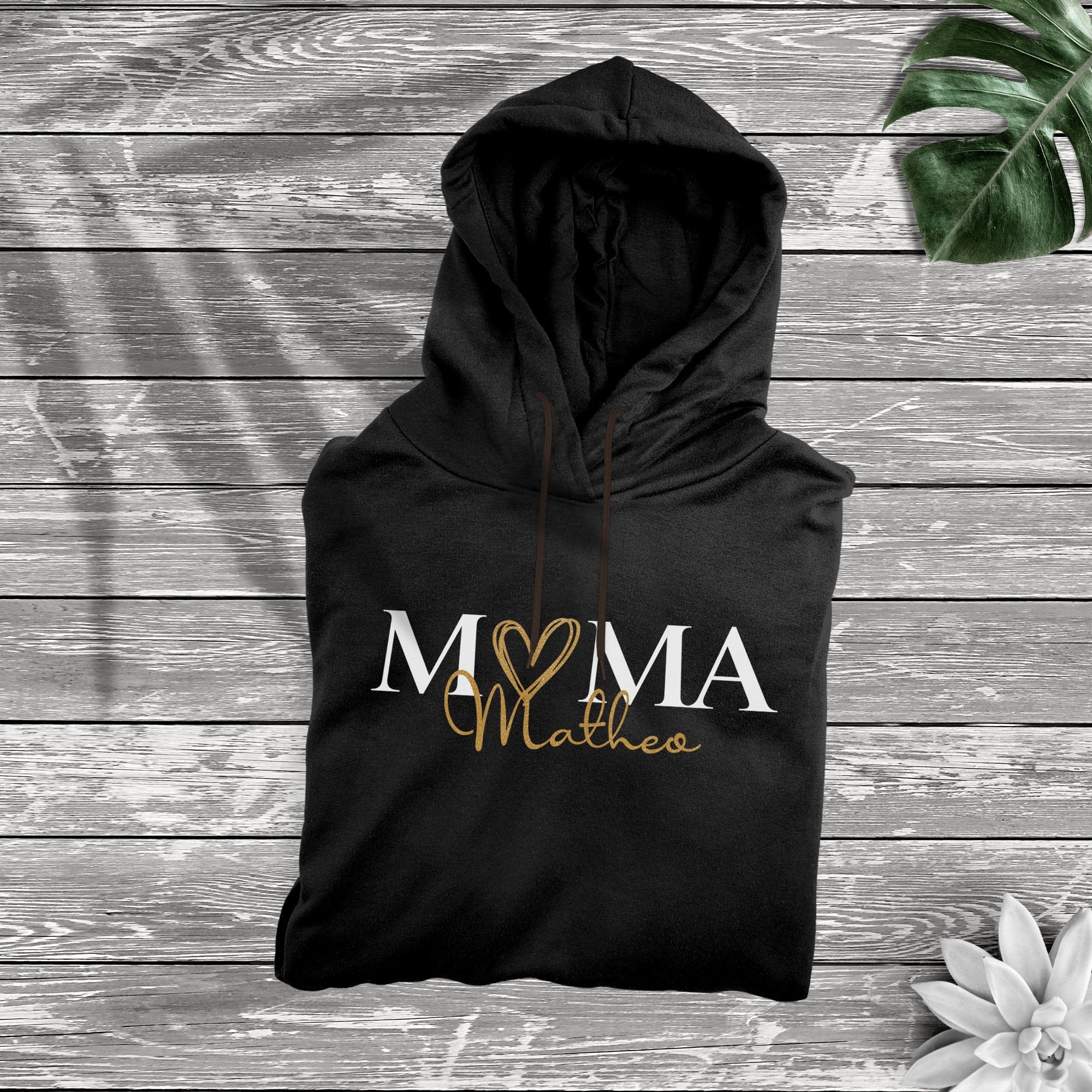 Mama Hoody Herz schwarz personalisiert mit Namen