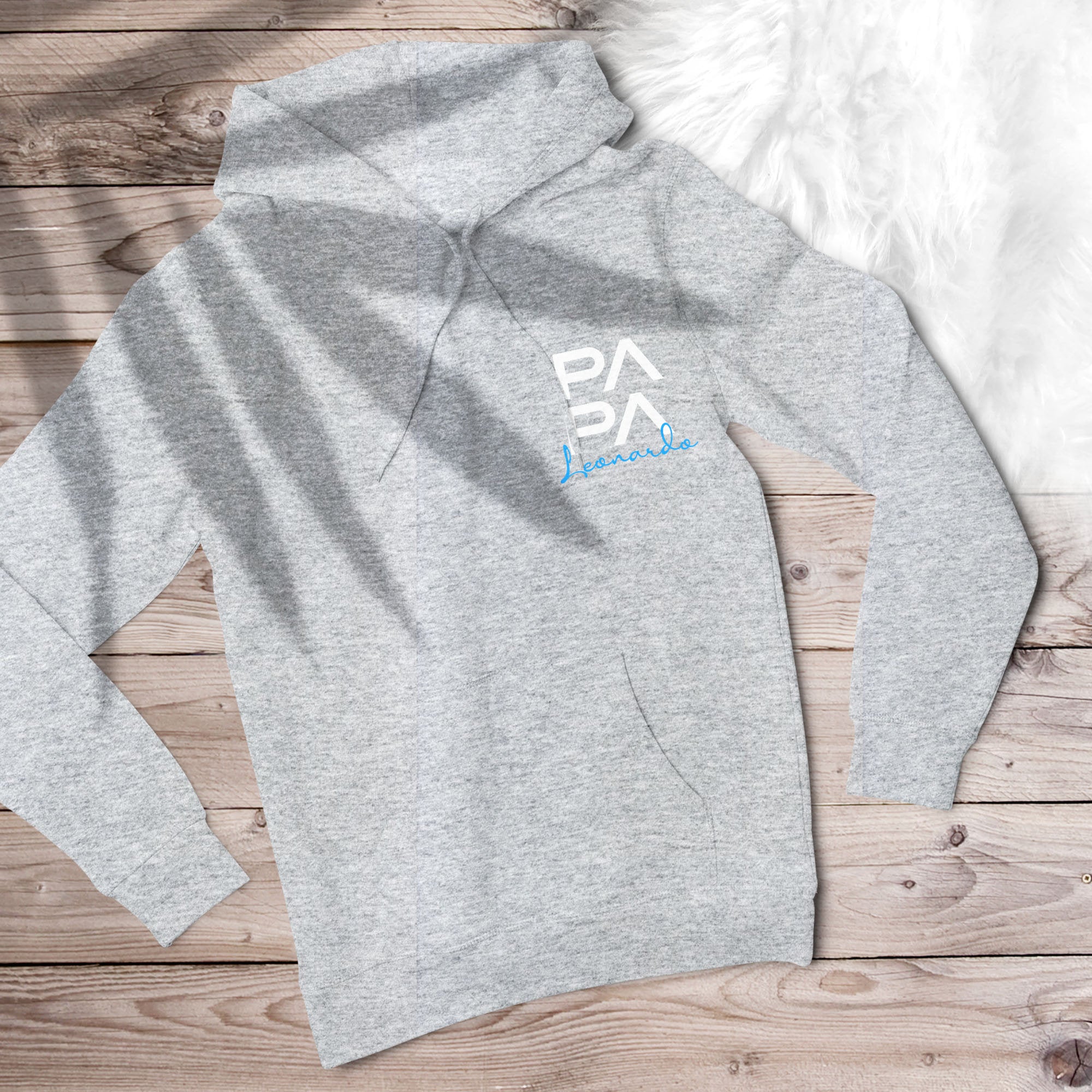 Papa Hoodie grau personalisiert mit Namen