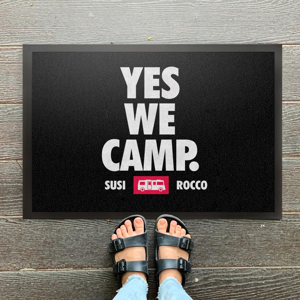 personalisierte Fußmatte Yes we camp