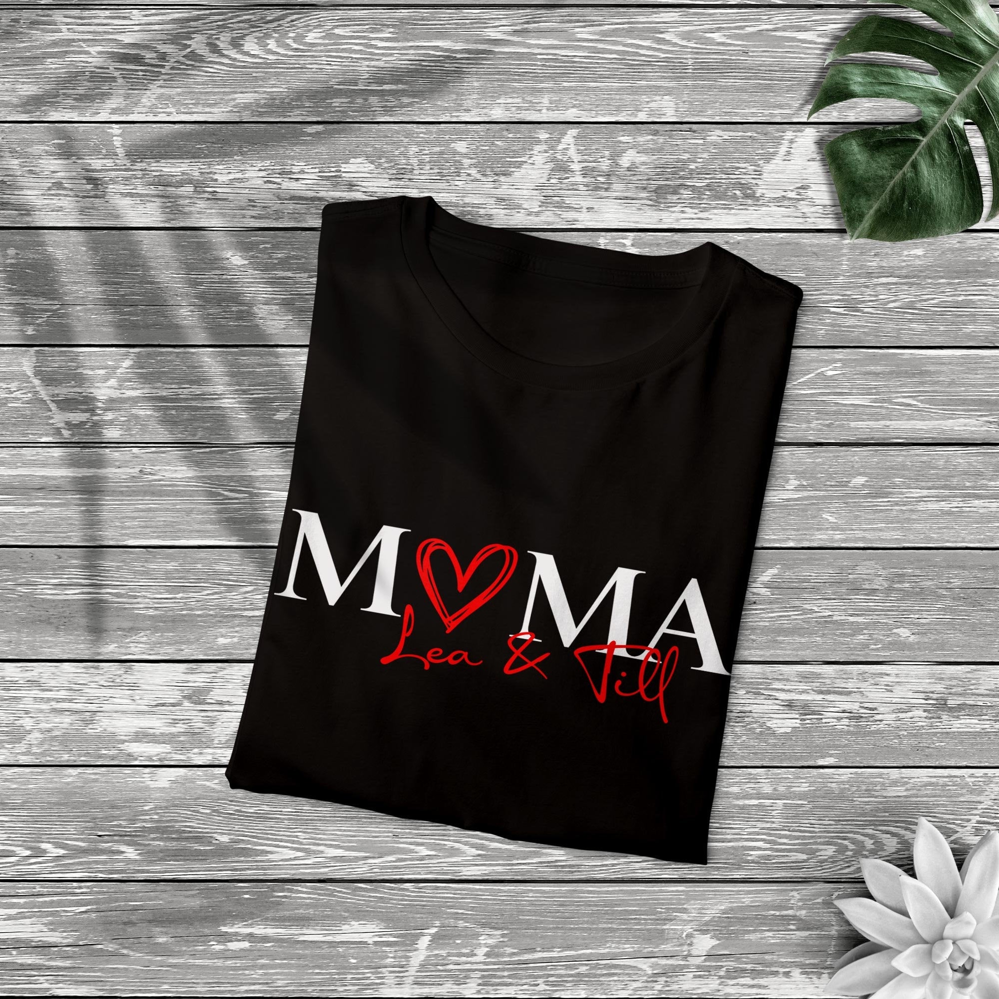 Mama T-Shirt Herz, personalisiert mit Namen