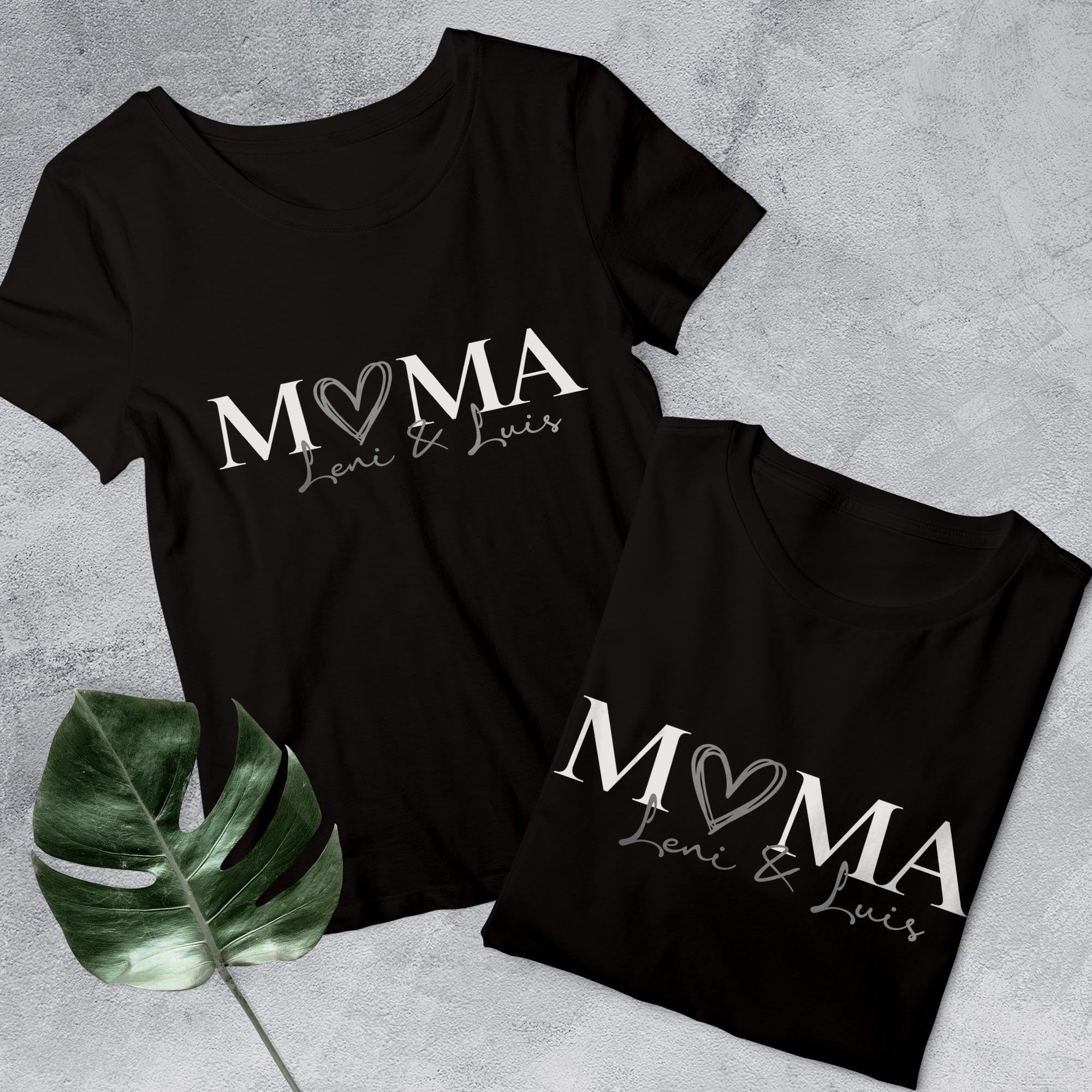 Mama T-Shirt Herz, personalisiert mit Namen