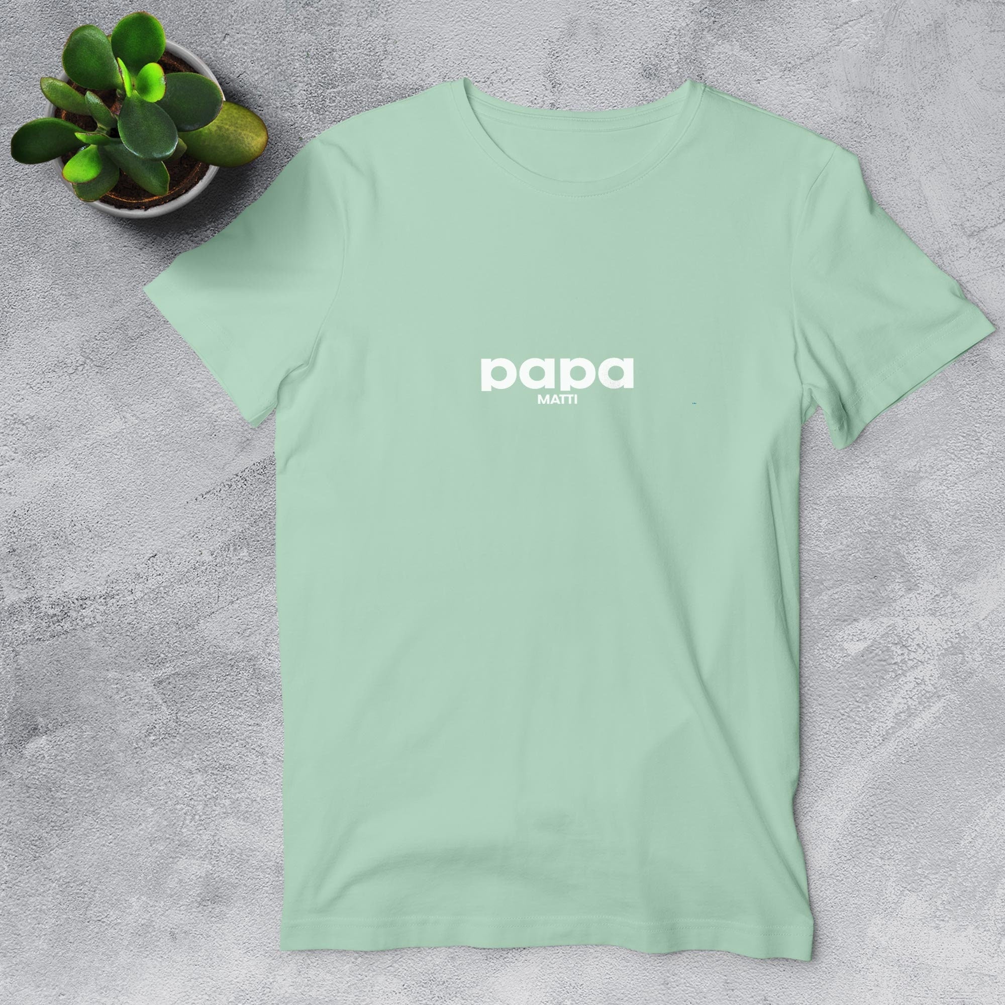 Papa T-Shirt Mint, personalisiert mit Namen