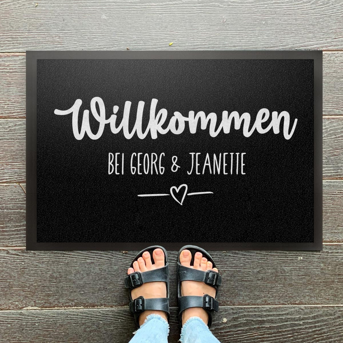 Personalisierte Fußmatte "Willkommen bei" mit Familienname oder Vornamen
